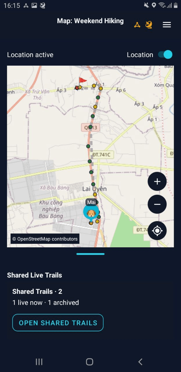 PeerMesh live shared trail map