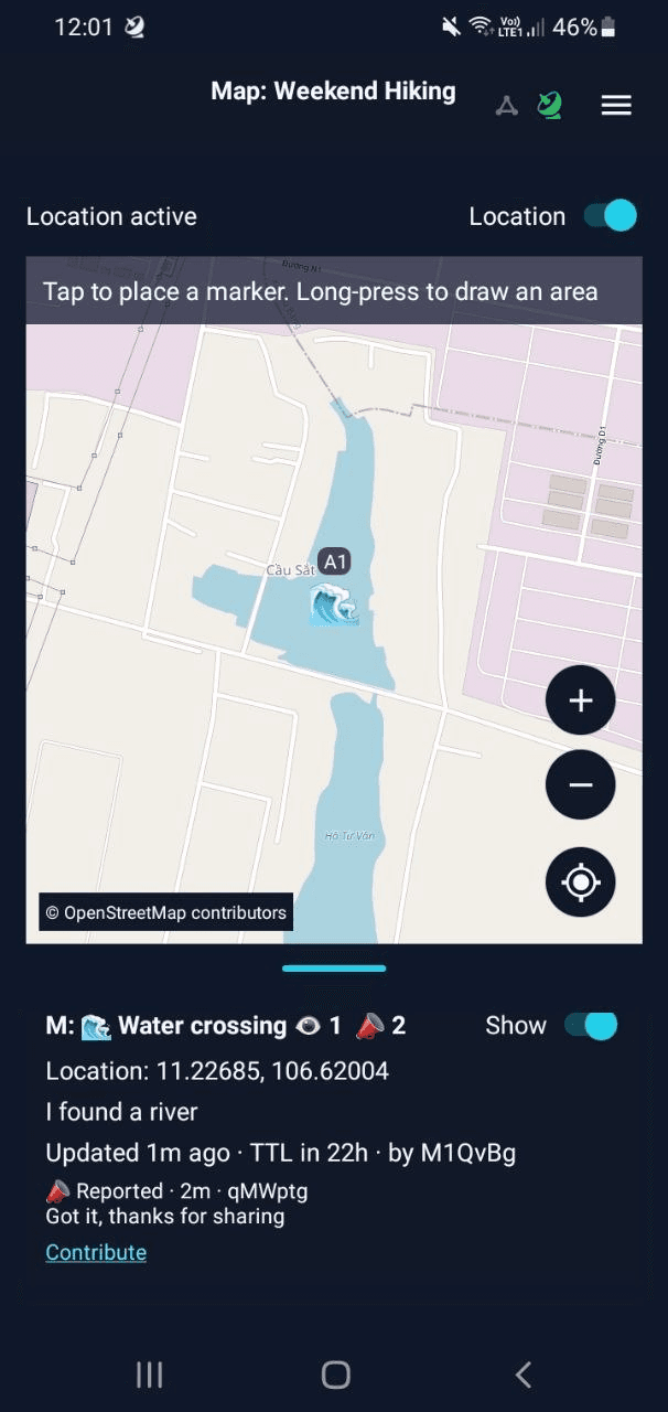 PeerMesh shared awareness marker view